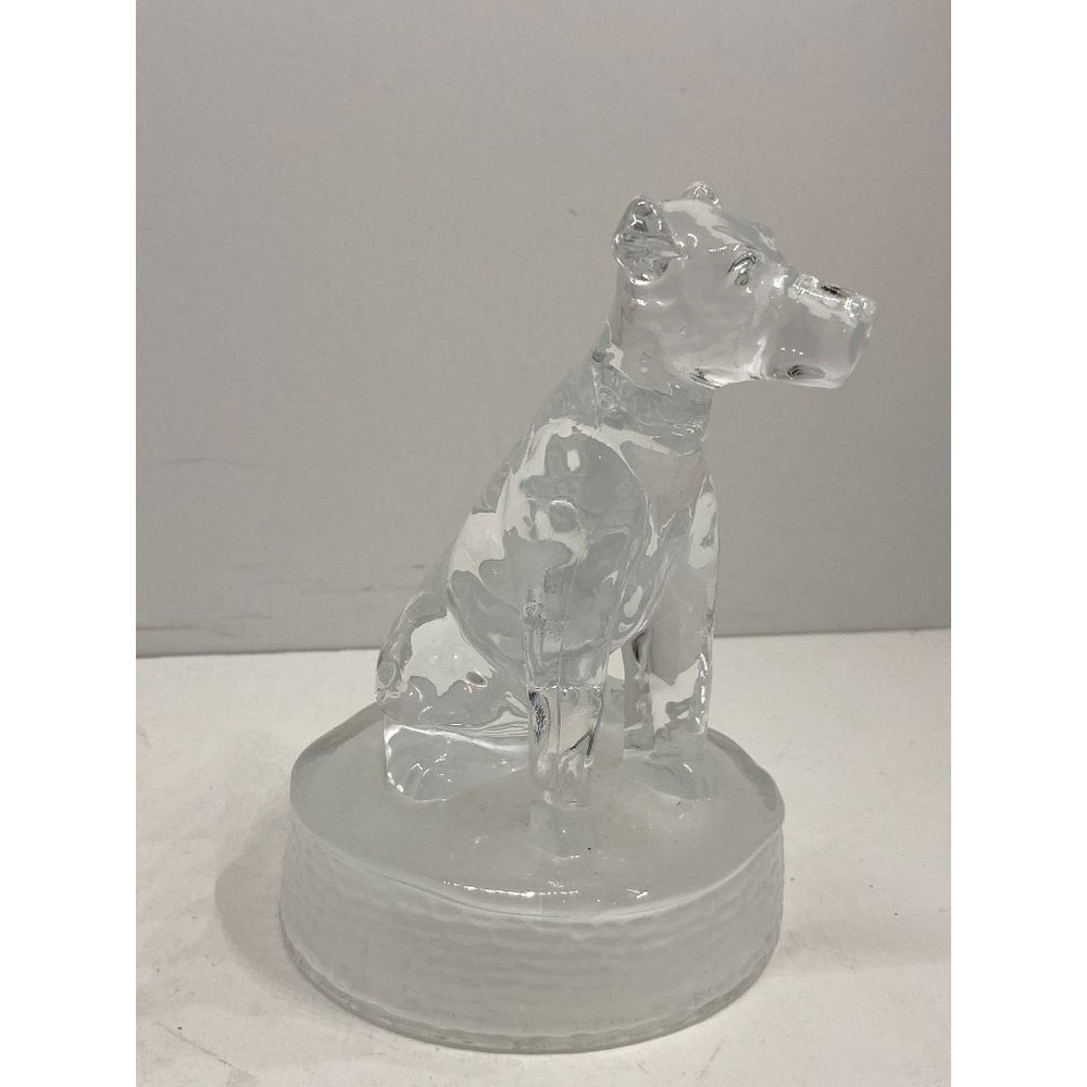 Vintage Cristal D Arques Lead Crystal Dog Figurine with Frosted Base